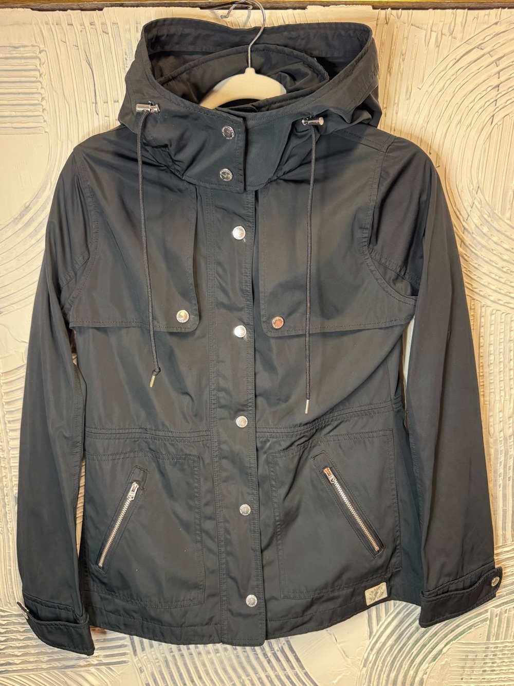 A & Fitch New York Black Hooded Utility Jacket Women’s Small/XS